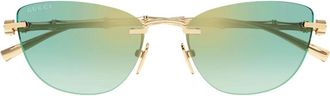 Gucci Cat-eye Zonnebril - Dames - Zonnebrillen - Geel - 55 MM - Bamboe - Accessoires