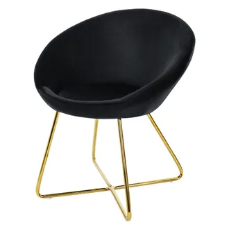 ML Design Ml-design - Silla De Comedor Negra Ergon&oacute;mica, Asiento Tapizado Aspecto De Terciopelo Patas De Metal Con Respaldo Y Reposabrazos Sill&oacute;n Moderno Para M