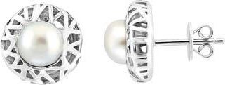 Effy Sterling Silver Freshwater Pearl Stud Earrings in White at Nordstrom Rack