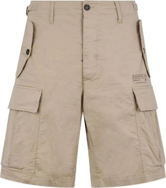 Dsquared2 Katoenen Twill Cargo Shorts - Heren - Korte Broeken - Beige - XL - Katoen - Korte Broeken