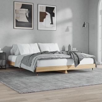 vidaXL Estructura De Cama Sin Colch&oacute;n Roble Sonoma 200x200 Cm Vidaxl