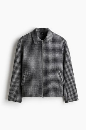 H&M Gefilztes Overshirt in Regular Fit - Grau/Kariert