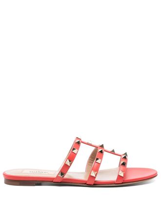 Valentino Garavani Rockstud slides - women - Calf Leather/Calf Leather/Calf Leather - 39.5 - Orange