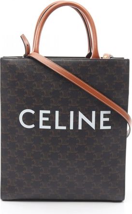 Celine Black Brown Pvc Coated Canvas Leather Tote Bag (Pre-Owned)