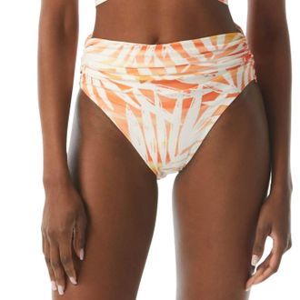 Carmen Marc Valvo Shirred Waist Bikini Wim Bottom In Sunset Palm