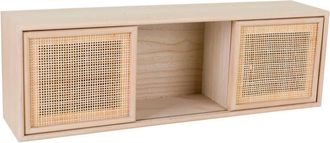 Wanderlust Deco Estante de pared de madera y rejilla marr&oacute;n 81x17.5x26h cm