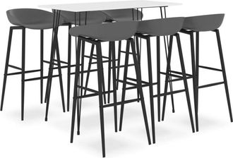 vidaXL 7 Piece Bar Set White and Grey vidaXL