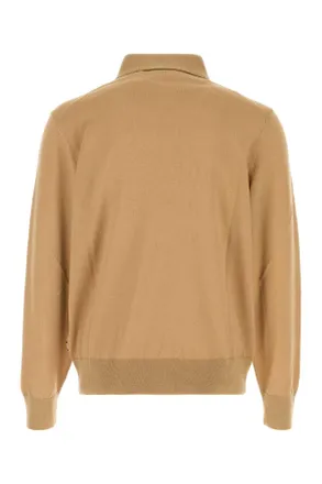 HUGO BOSS Virgin Wool Polo Polo Sweater - Beige