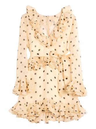Valentino Garavani polka dot-print organza mini dress - women - Silk/Silk Organza - 40 - Neutrals