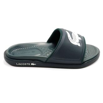 Lacoste Mens Croco Dualiste Slide Sandal In Dark Green