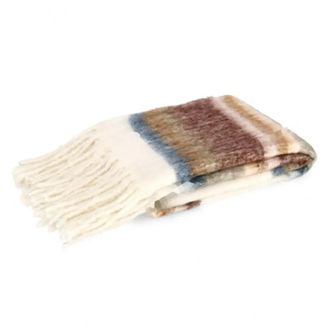 BIZZOTTO Manta Nayla Blanca A Rayas Con Flecos 130 X 170