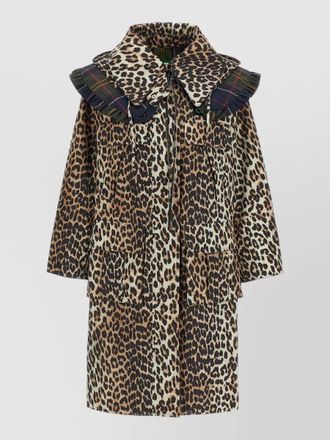 Barbour ganni parka long sleeves animal print plaid