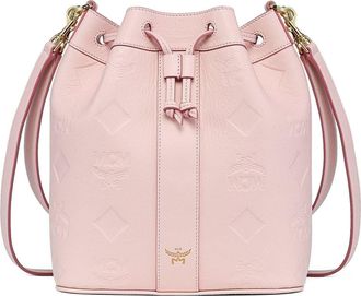 MCM Medium Dessau Drawstring Bag in Maxi Monogram Leather in Lotus Pink at Nordstrom