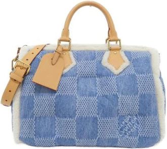 Louis Vuitton Vintage, unisex, Blauw, ONE Size, Denim, Pre-owned Damier Denim 3D LV Ski Boston Bag