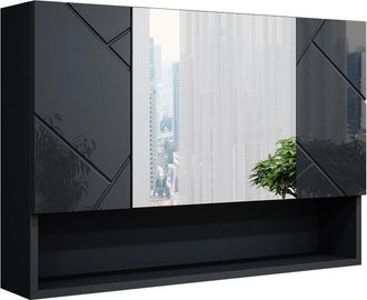 Vicco Armario Con Espejo Para Ba&ntilde;o Irma, Antracita Alto Brillo, 80.1 X 55 Cm