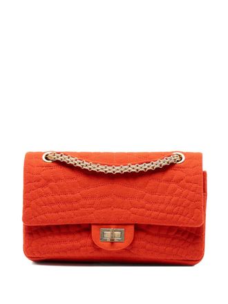 Chanel 2006-2008 Reissue 2.55 Quilted Jersey Coco Croc Double Flap 225 shoulder bag - women - Cotton - One Size - Orange
