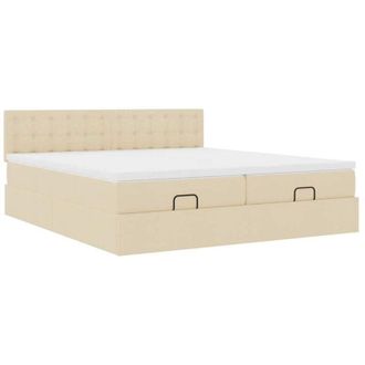 vidaXL Estructura De Cama Otomana Con Colchones Tela Crema 180x200cm Vidaxl