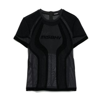 Misbhv Misbhv, Tops, Dames, Zwart, M, Mesh Sport T-shirt in het zwart