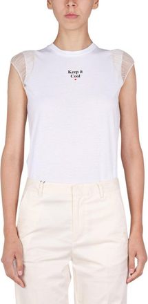 Dsquared2 White T-Shirt With Sheer Mesh Sleeves