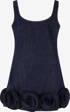 Self Portrait Kurzes Jeanskleid mit Rundhalsausschnitt