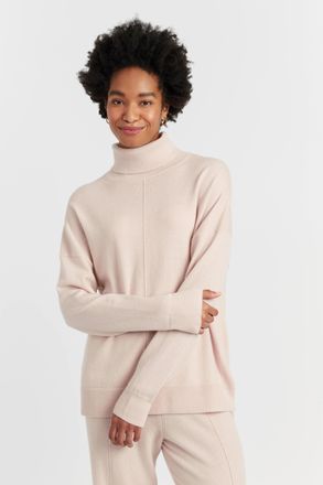 Chinti and Parker Bone Wool-Cashmere Relaxed Rollneck Sweater