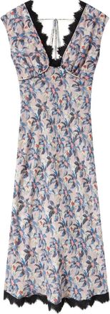 La DoubleJ Abito Luna midi con scollo a V e motivo floreale - Rosa