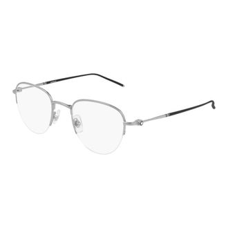 Montblanc MB0129O002 Square Semi Rim Metal Eyeglasses - Silver