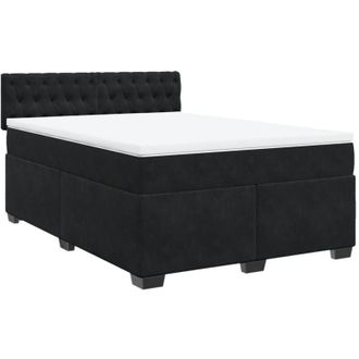 vidaXL Cama Box Spring Con Colch&oacute;n Terciopelo Negro 140x200 Cm Vidaxl