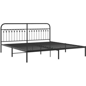 vidaXL Estructura Cama Sin Colch&oacute;n Con Cabecero Metal Negro 200x200 Cm Vidaxl