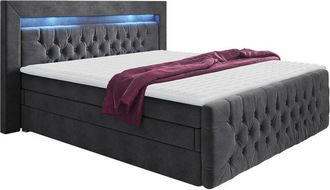Mirjan24 Mobilier1 - Cama Continental Nashville 124, Continental, Doble, 160x200, Tapiz, Somieres, 180x220x115cm, Led
