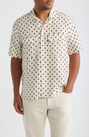 Madewell Short Sleeve Lyocell & Linen Button-Up Shirt in Foulard at Nordstrom, Size Xx-Large