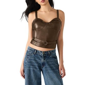 Steve Madden Isador Belted Sleeveless Faux Leather Crop Top in Coco at Nordstrom Rack, Size 10