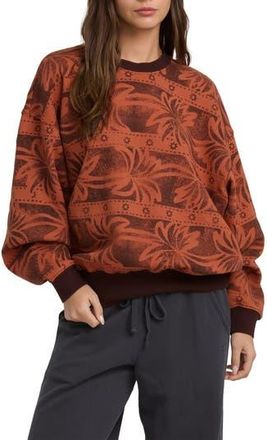 Billabong Vida Palms Print Sweatshirt in Teak at Nordstrom Rack, Size X-Small