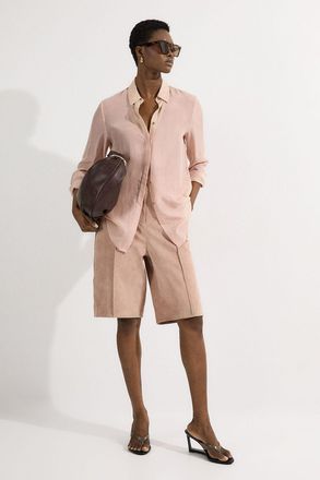 Karen Millen Womens Suede Tailored Longline Short - Nude - Size 12 UK