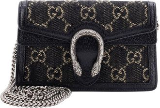 Gucci Black Gg Denim Dionysus Bag Super Mini (Authentic Pre-Loved)