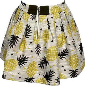 Alice & Olivia Alice + Olivia Pineapple Mini Skirt in White Polyester
