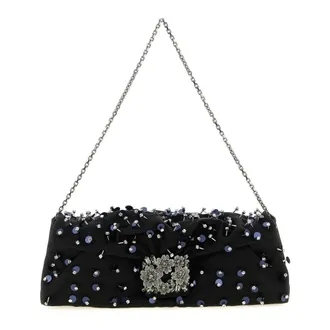Roger Vivier Efflorescence Clutch - female - Roger Vivier - Shoulder Bags - Black - ONE SIZE - Bags