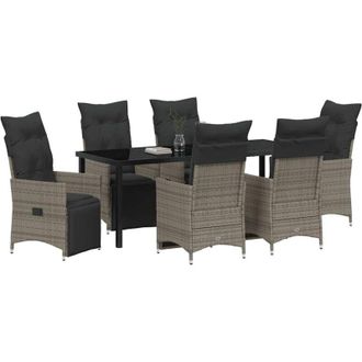 vidaXL Conjunto De Comedor De Jard&iacute;n 7 Pcs Gris Rat&aacute;n Sint&eacute;tico Vidaxl