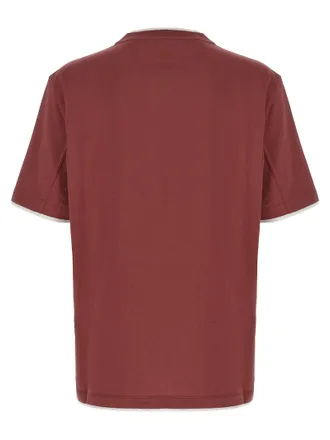 Brunello Cucinelli Double Layer Cotton T-Shirt - Burgundy