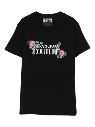 Versace Jeans Couture T-shirt con decorazione a fiori - Nero
