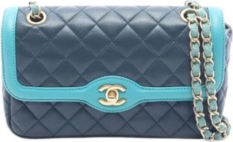 Chanel Pre-owned Matelasse Leren Schoudertas - Dames - Vintage Schoudertas - Blauw - ONE Size - Leer - Vintage