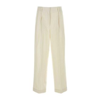 Toteme Broeken, Dames, Beige, S, Zijden Blend Ivoor Broek