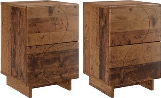 vidaXL Mesa De Noche 2 Uds. Madera De Roble 33,5 X 34,5 X 50 Cm Vidaxl