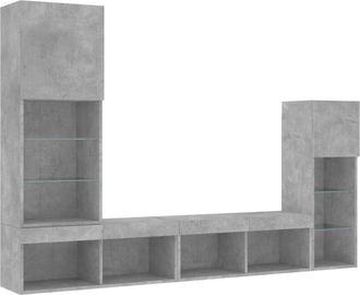 vidaXL Vidaxl - 4 Piece tv Wall Units with led Concrete Grey Engineered Wood