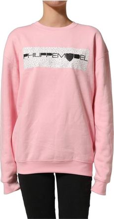 Philippe Model Katoenen Pullover Sweater met Logo en Lange Mouwen - Dames - Sweatshirts - Roze - L - Katoen - Hoodies & sweatvesten
