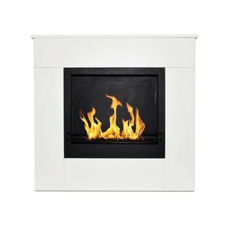 Dmora Dmora - Chimenea De Bioetanol Dstepinsk, Chimenea Ecol&oacute;gica, Hogar Sin Humo, Calefactor De Etanol, Made In Italy, 96x36 H90 Cm, Blanco