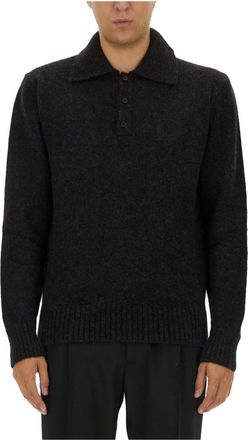Dolce & Gabbana Polo Manica Lunga IN Maglia - Heren - Ronde hals truien - Zwart - L - Truien & Vesten
