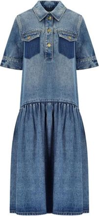 Ganni Light Washed Denim Dress - Dames - Shirt Kleedjes - Blauw - S - Denim - Kleedjes