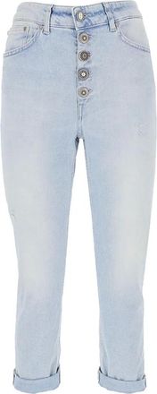 Dondup Lichtblauwe Versleten Effect Jeans - Dames - Cropped Jeans - Blauw - W28 - Katoen - Jeans