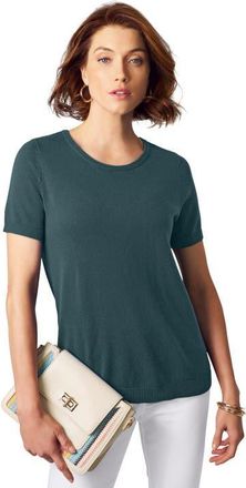 Jessica London Fine Gauge Crewneck Knit Shell in Mystic Pine at Nordstrom, Size 16